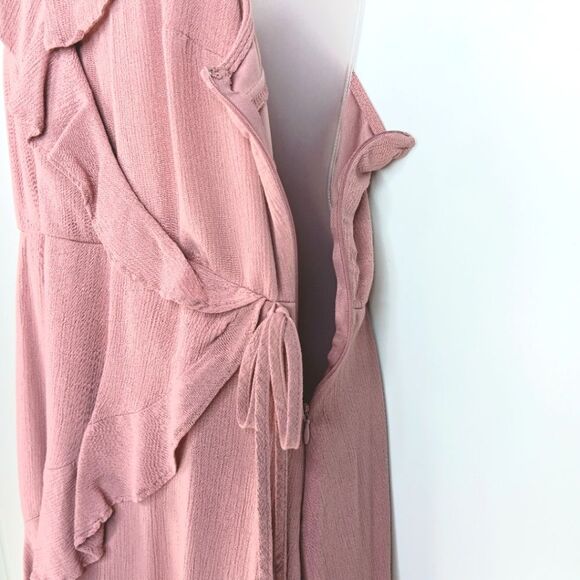 MOSSIMO SUPPLY CO. Women’s Pink Faux Wrap Ruffle Mini Dress Large Sleeveless - Picture 7 of 15